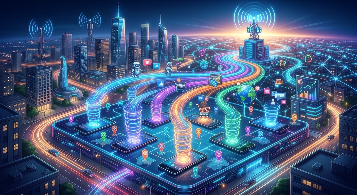 Futuristic city with mobile proxy network - ProxyStyler infrastructure